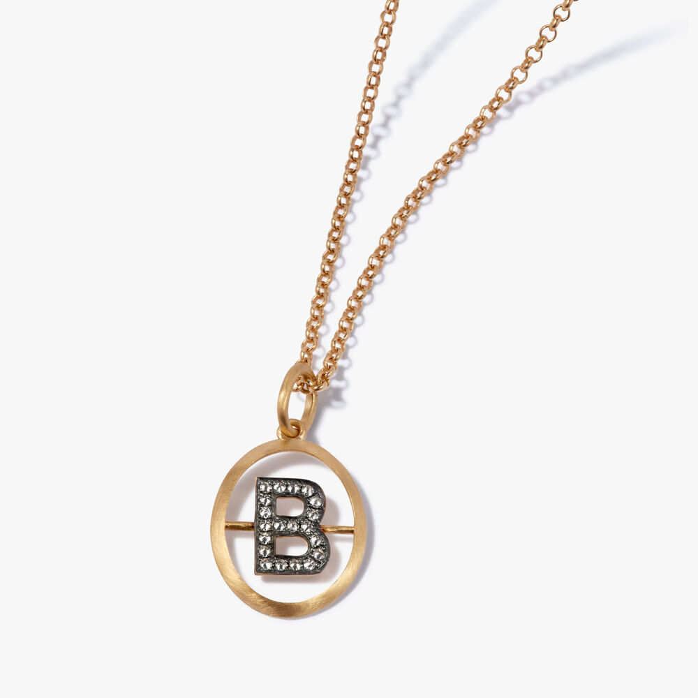 Initials 18ct Yellow Gold Diamond B Necklace | Annoushka jewelley
