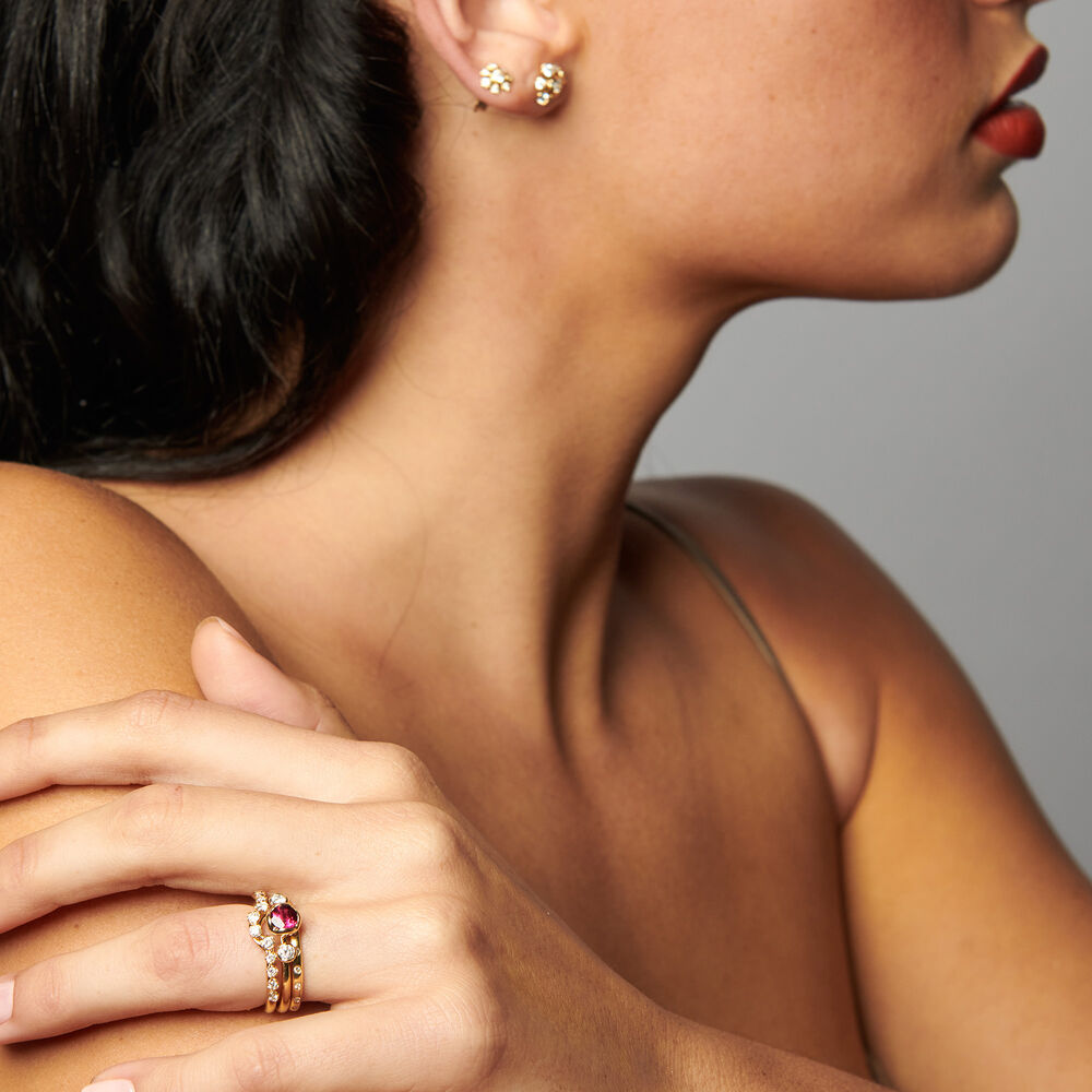Marguerite 18ct Gold Rubellite & Diamond Engagement Ring | Annoushka jewelley