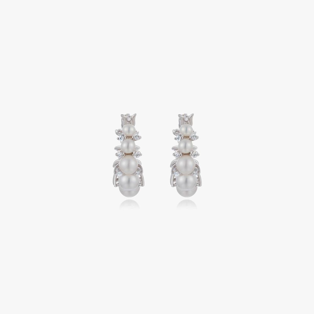 Diamonds & Pearls 18ct White Gold Hoops | Annoushka jewelley