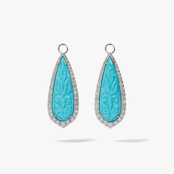 Unique 18ct White Gold Turquoise Earring Drops