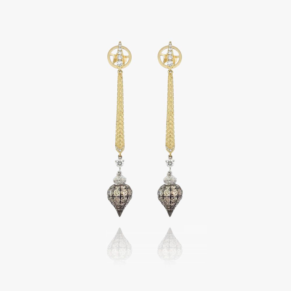 Touch Wood 18ct Yellow Gold Diamond Earrings | Annoushka jewelley