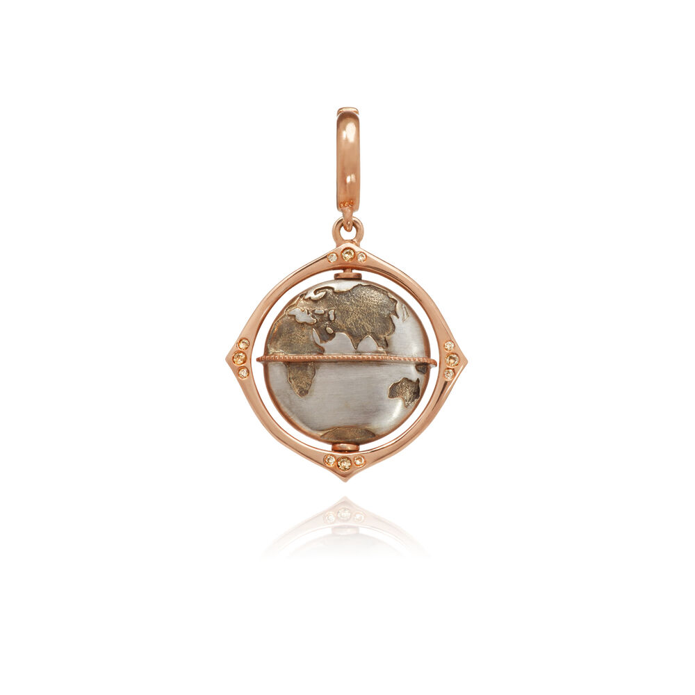 Mythology 18ct Rose Gold Diamond Spinning Globe Charm | Annoushka jewelley