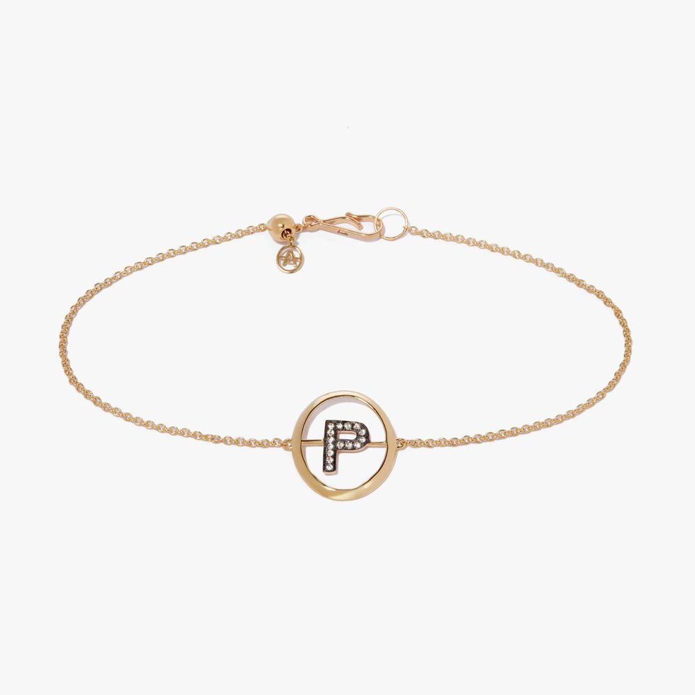 Initials 18ct Yellow Gold Diamond P Bracelet | Annoushka jewelley