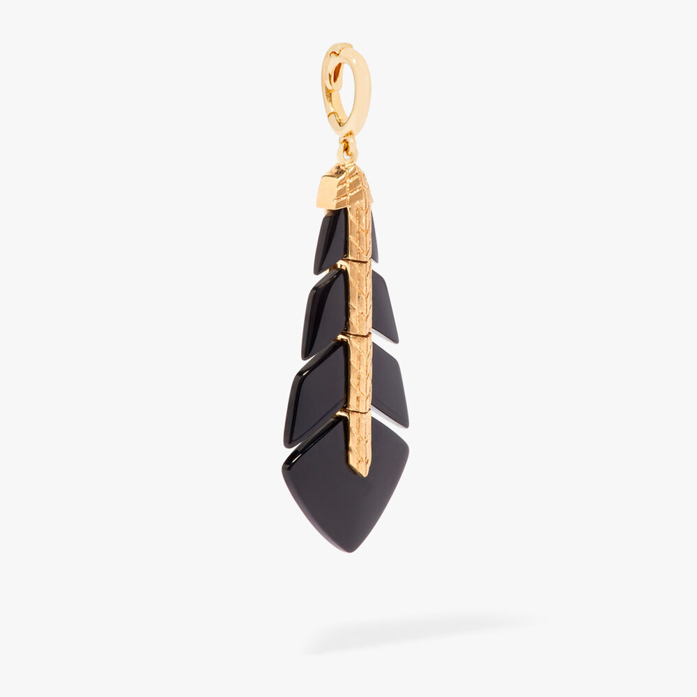 Flight 18ct Yellow Gold Onyx Feather Necklace | Annoushka jewelley