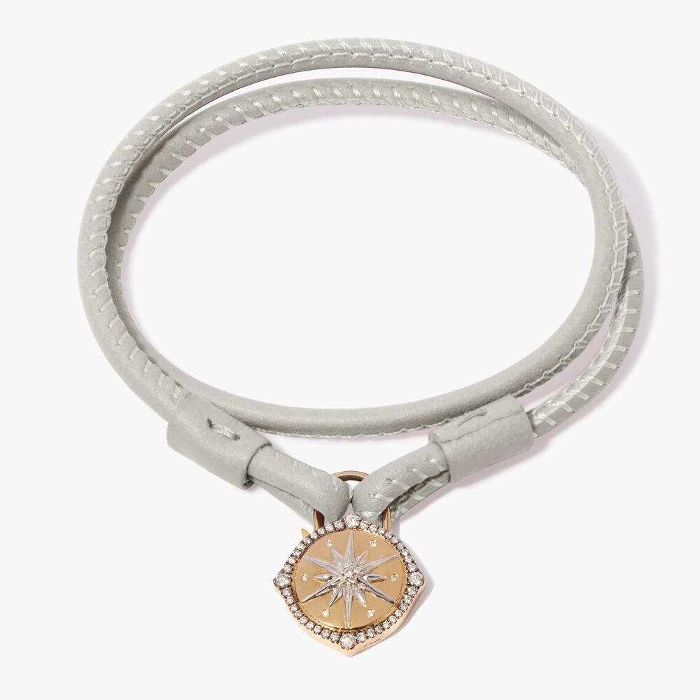 Lovelock 18ct Gold 35cms Cream Leather Star Charm Bracelet | Annoushka jewelley