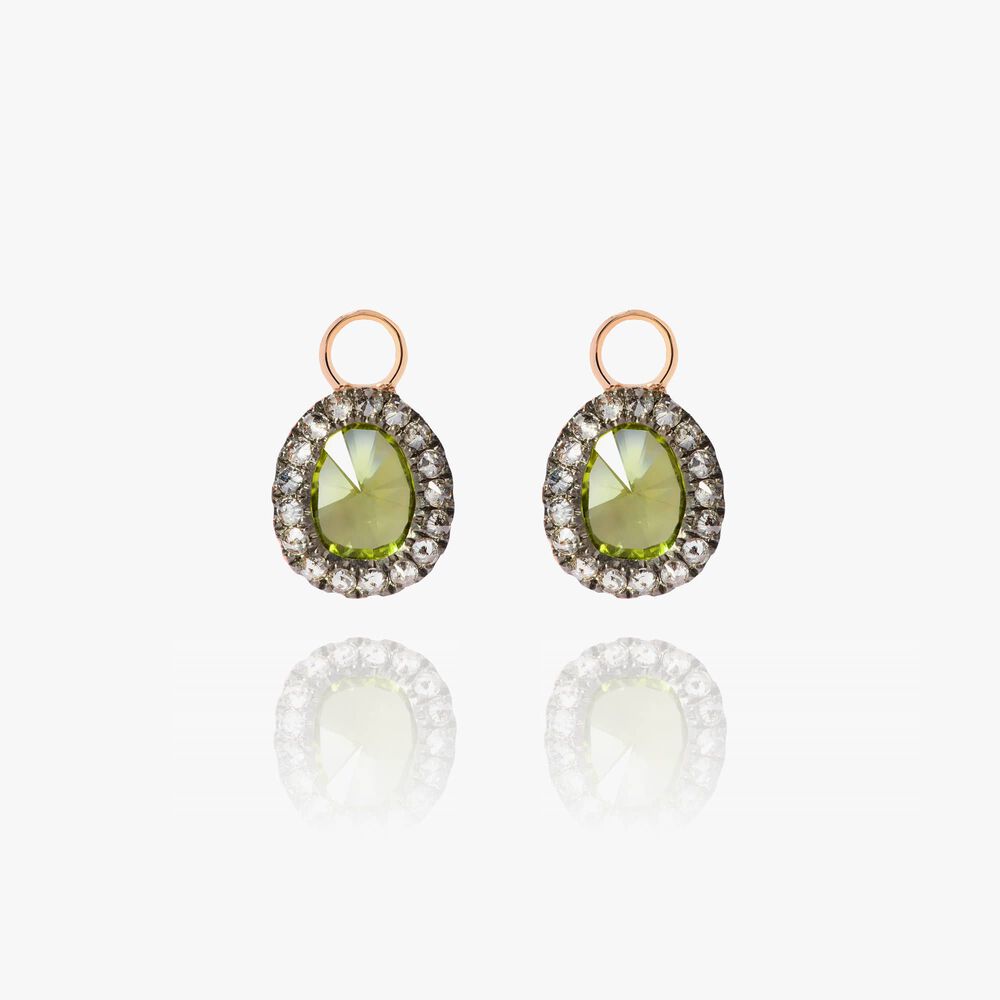Dusty Diamonds 18ct Rose Gold Peridot Mini Earring Drops | Annoushka jewelley