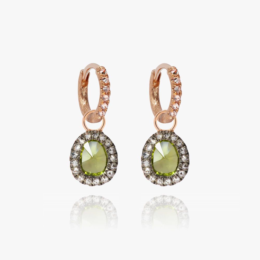 Dusty Diamonds 18ct Rose Gold Small Peridot Earrings | Annoushka jewelley