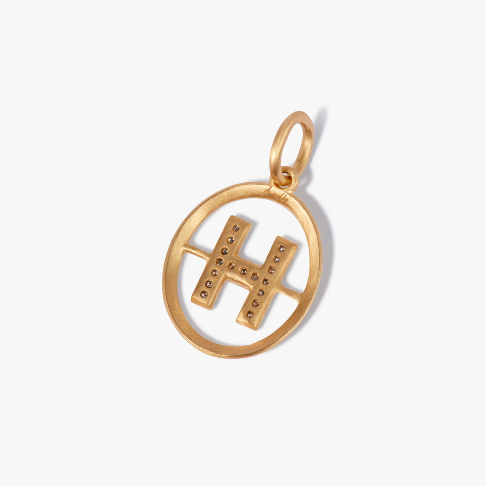 Initials 18ct Yellow Gold Diamond H Pendant | Annoushka jewelley
