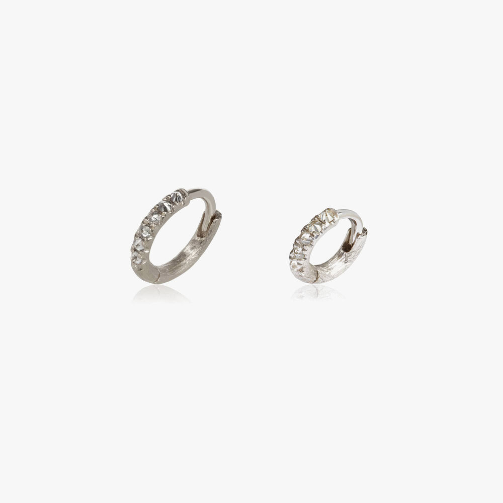Dusty Diamonds 18ct White Gold 7.5mm & 10mm Hoop Earrings | Annoushka jewelley