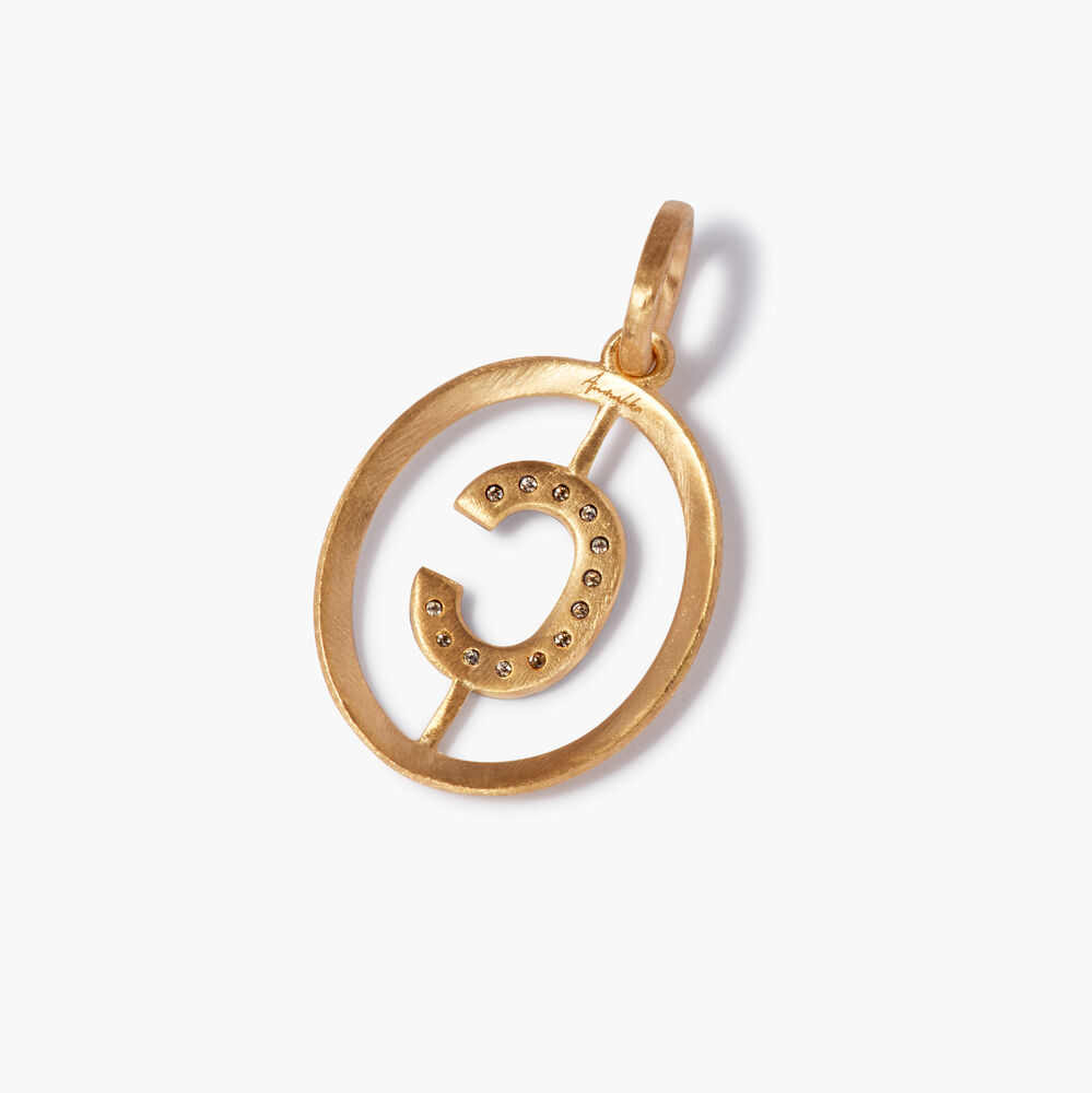 Initials 18ct Yellow Gold Diamond C Pendant | Annoushka jewelley