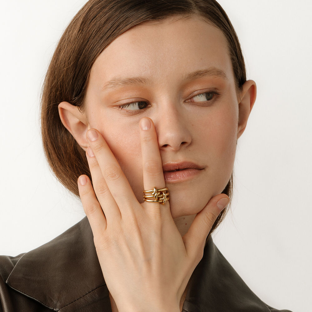 Knuckle 14ct Yellow Gold Link Ring | Annoushka jewelley