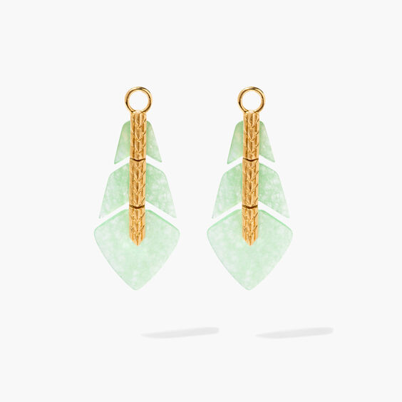 Flight 18ct Yellow Gold Feather Jade Earrings