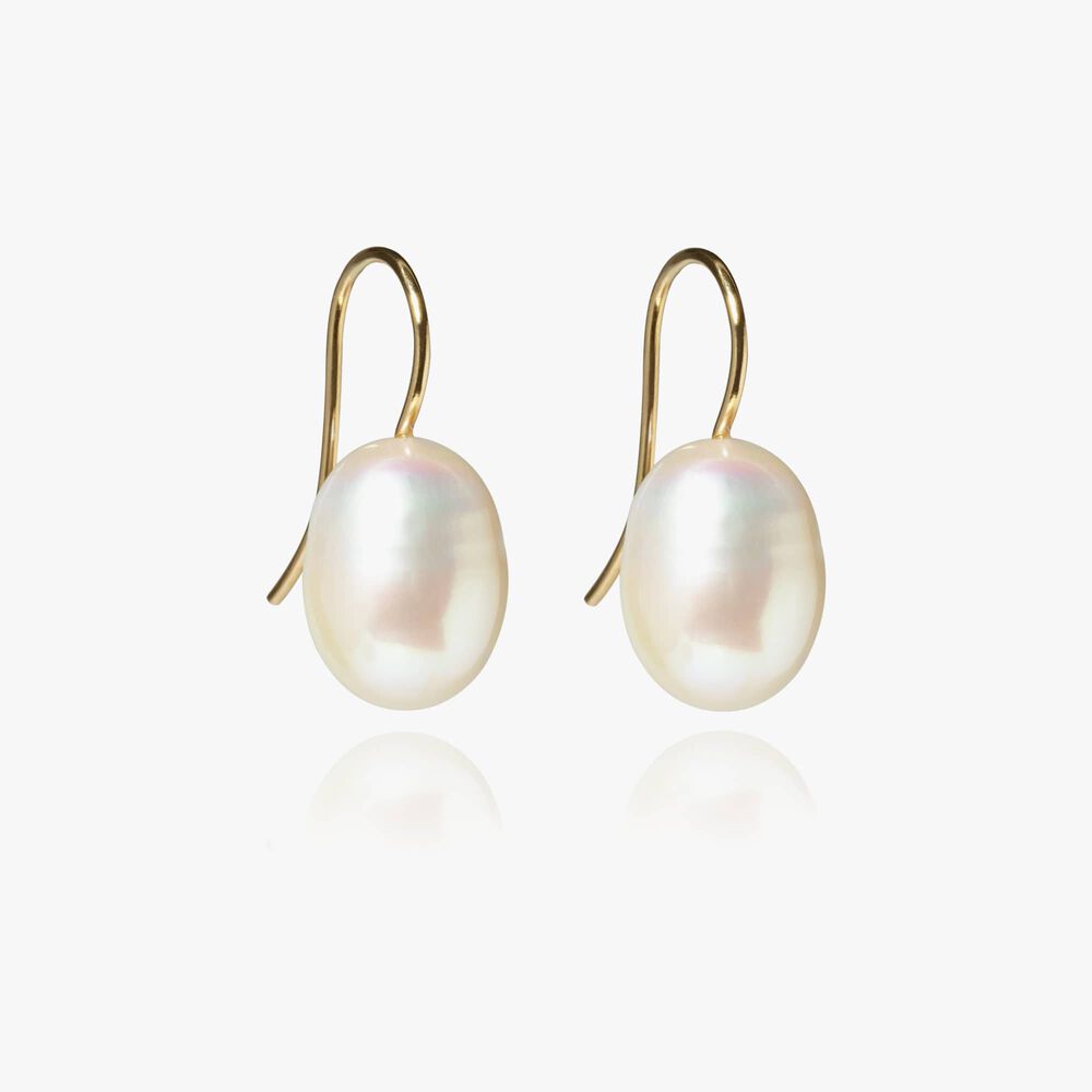 18ct Gold Baroque Pearl Hook Drop Earrings | Annoushka jewelley