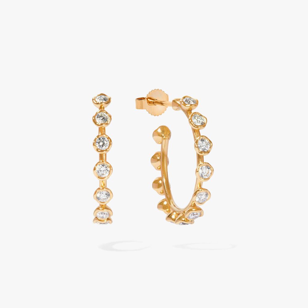 Marguerite 18ct Yellow Gold Diamond Hoop Earrings | Annoushka jewelley