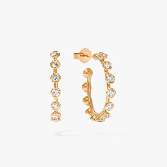 Marguerite 18ct Yellow Gold Diamond Hoop Earrings