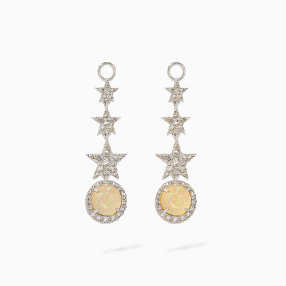Unique 18ct White Gold Ethiopian Opal Earring Drops | Annoushka jewelley