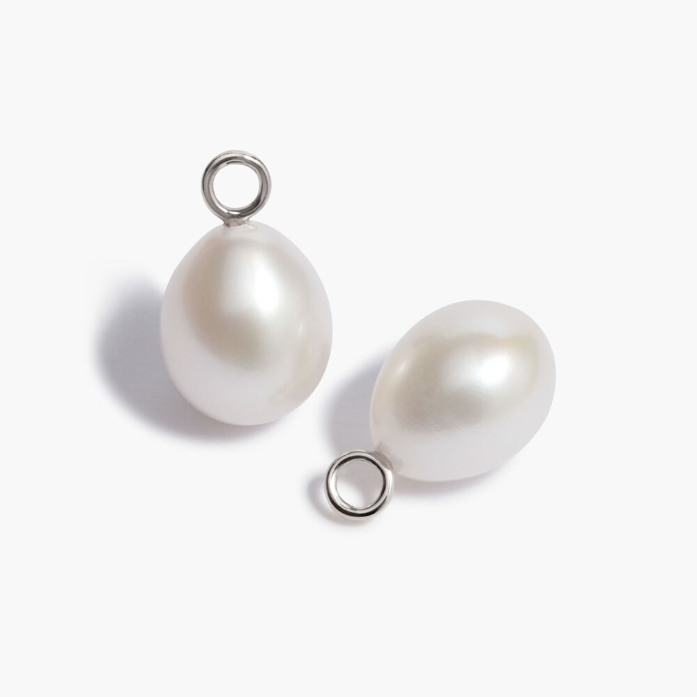 18ct White Gold Diamond Pearl Star Earrings | Annoushka jewelley