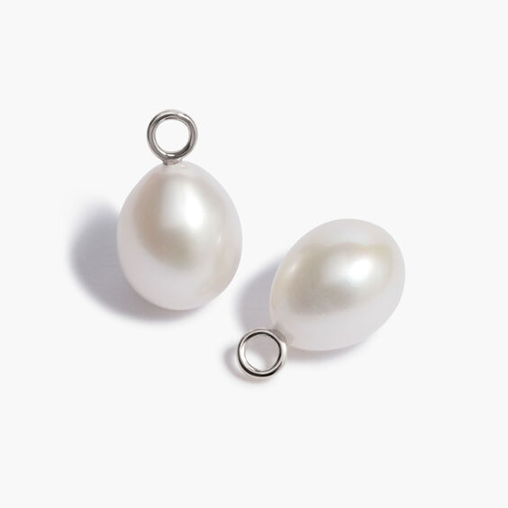18ct White Gold Baroque Pearl Earring Drops