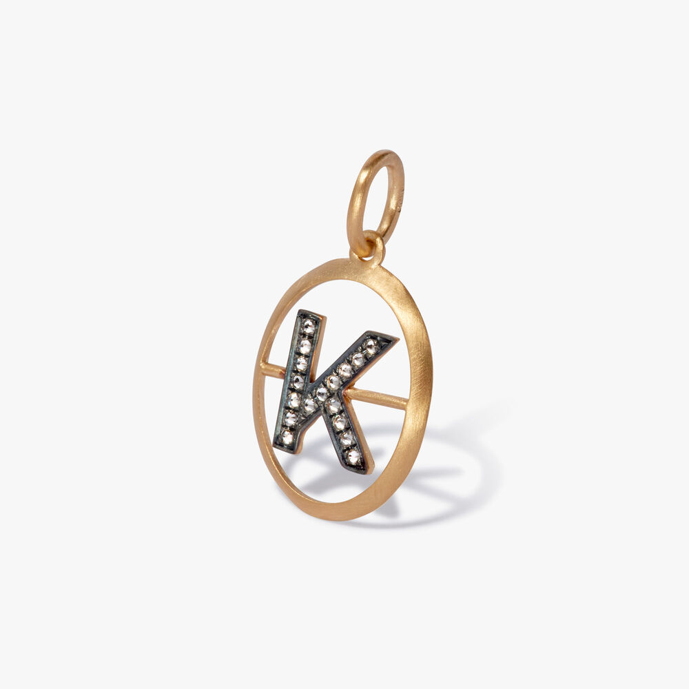 Initials 18ct Yellow Gold Diamond K Pendant | Annoushka jewelley