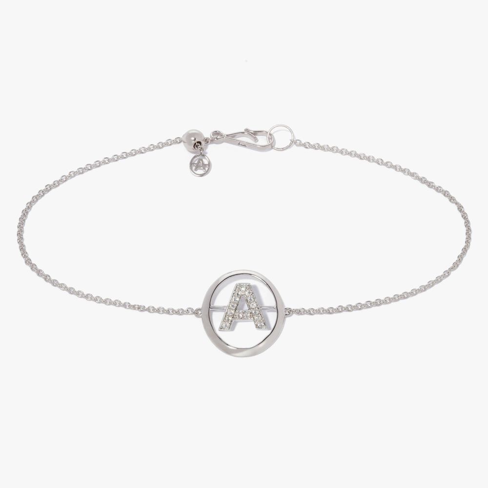 18ct White Gold Diamond Initial A Bracelet | Annoushka jewelley