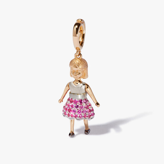 18ct Yellow Gold Pink Sapphire Little Girl Charm Pendant