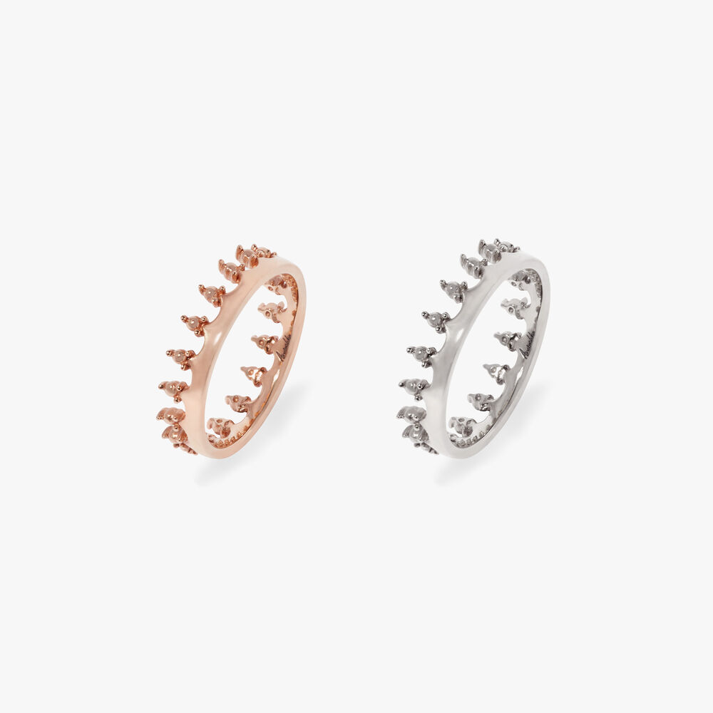 Crown 18ct White & Rose Gold Ring Stack | Annoushka jewelley