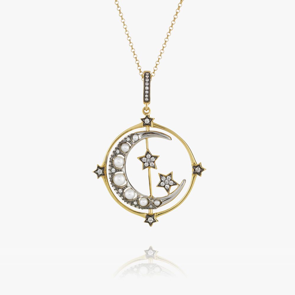 Mythology 18ct Gold Pearl Spinning Moon Charm | Annoushka jewelley