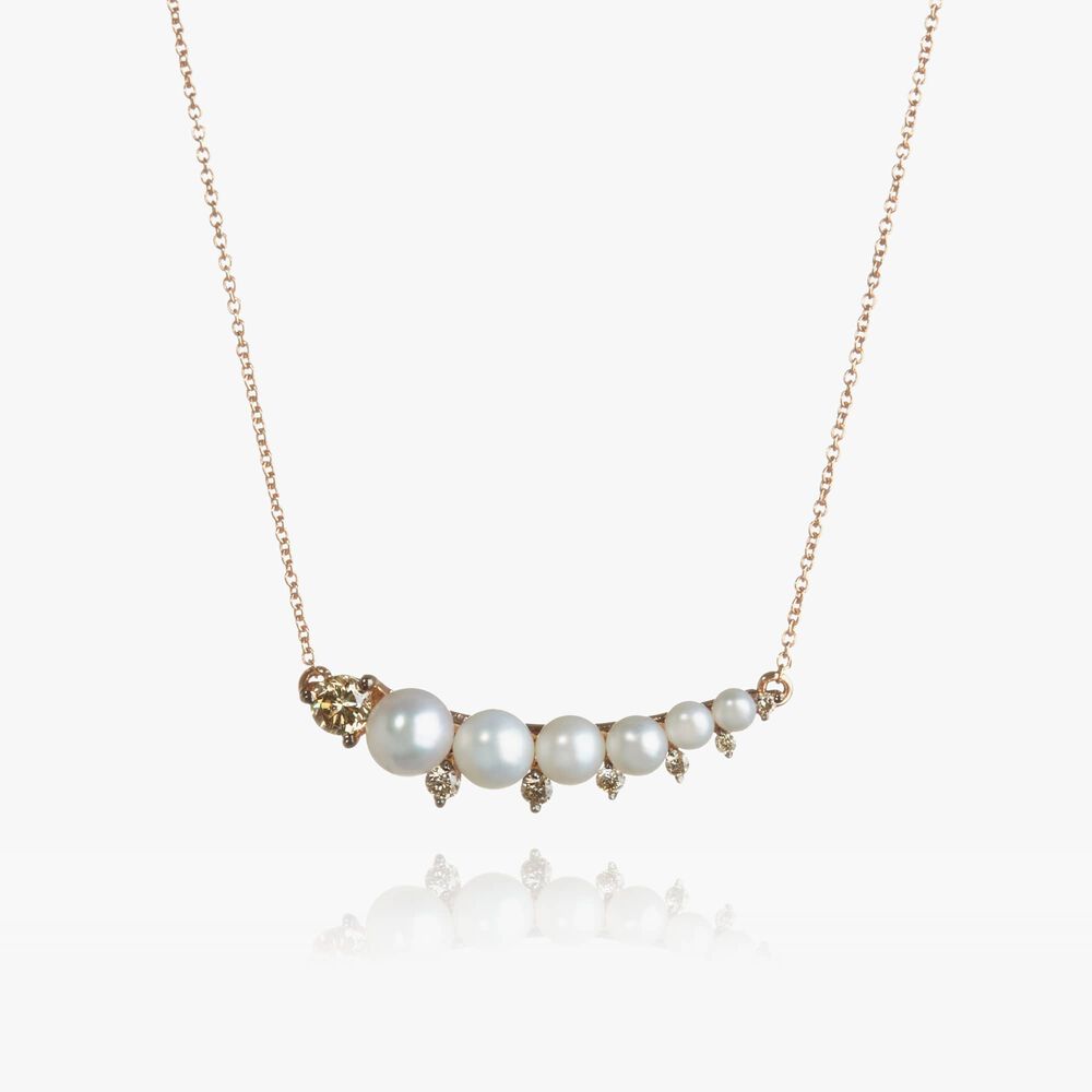 Diamonds & Pearls 18ct Rose Gold Necklace | Annoushka jewelley