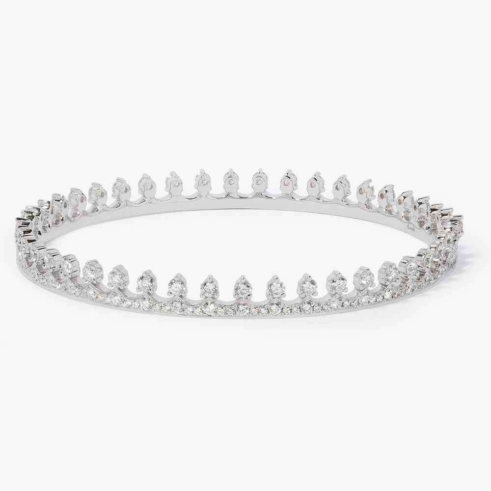 Crown 18ct White Gold Diamond Bangle | Annoushka jewelley