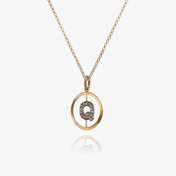 18kt Gold Diamond Initial Q Necklace