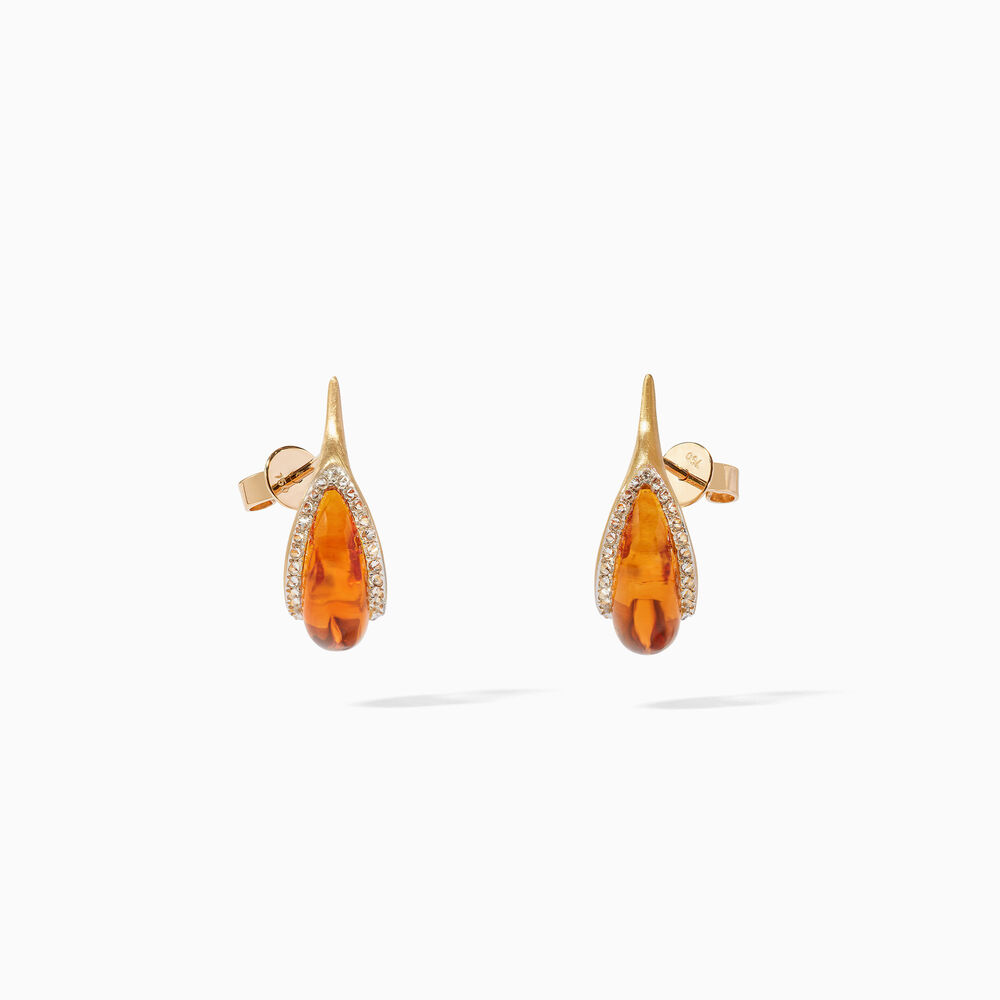 18ct Yellow Gold Citrine & Diamond Hoop Earrings | Annoushka jewelley