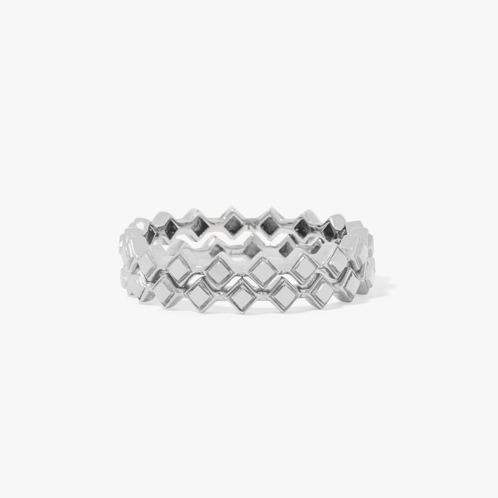 Stepping Stone 18ct White Gold Ring Stack | Annoushka jewelley