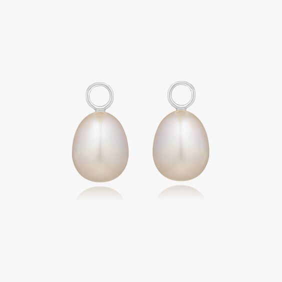 18ct White Gold Baroque Pearl Earring Drops