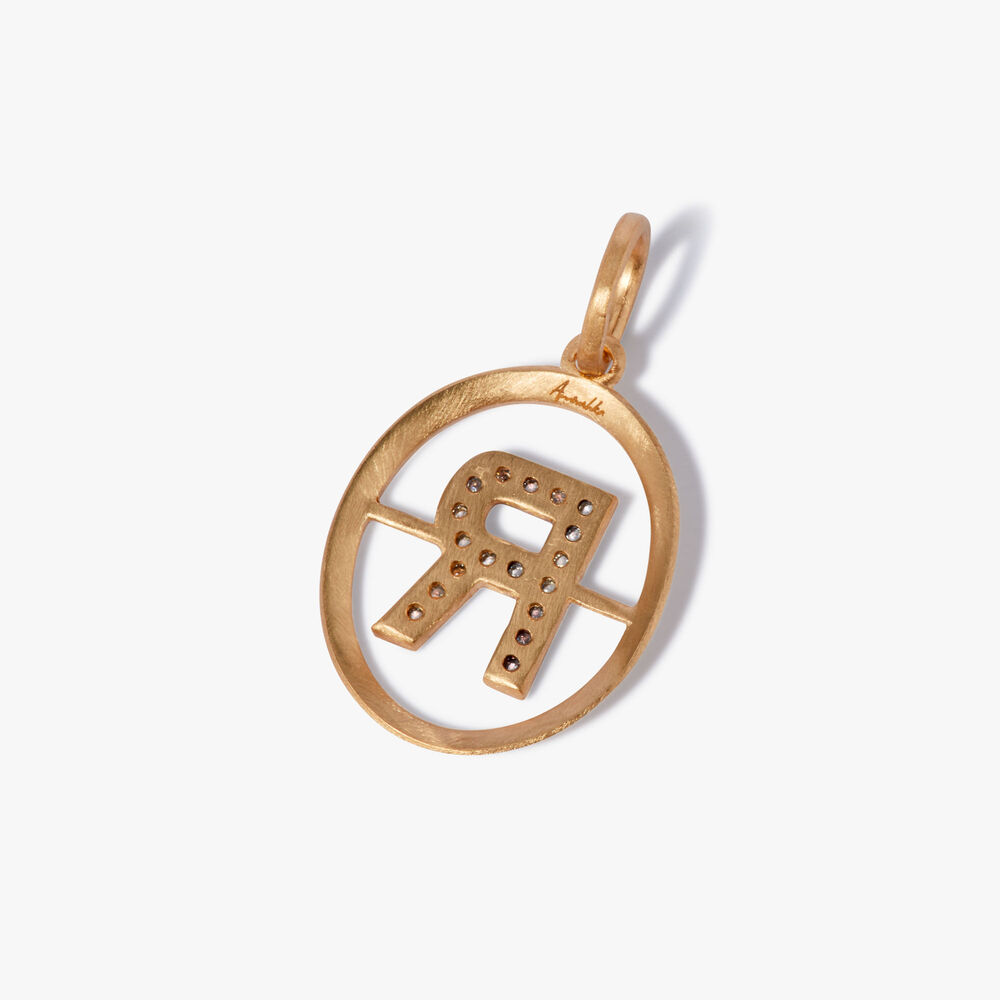 Initials 18ct Yellow Gold Diamond R Pendant | Annoushka jewelley