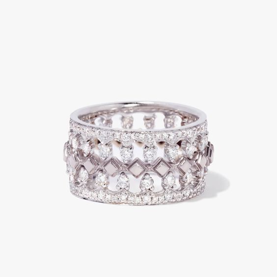 Stepping Stone 18ct White Gold Crown Ring Stack | Annoushka jewelley