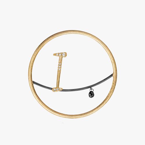 Hoopla 18ct Yellow Gold Diamond I Pendant Drop