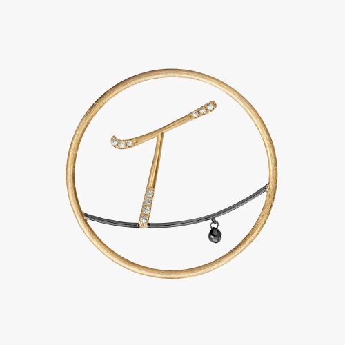 Hoopla 18ct Yellow Gold Diamond T Pendant Drop