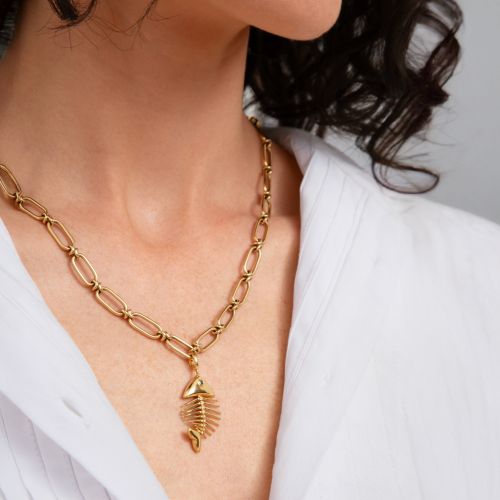 Fish Bones Charm Pendant