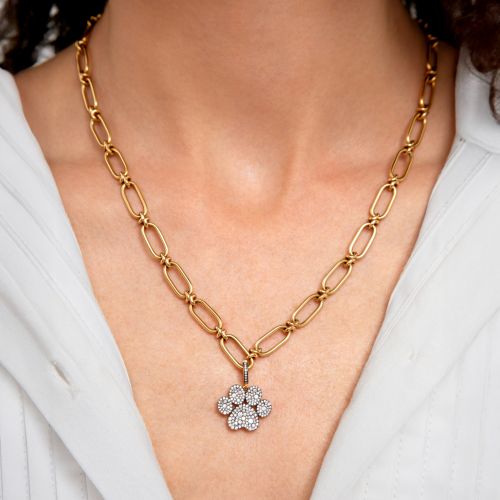 Diamond Paw Print Charm Pendant