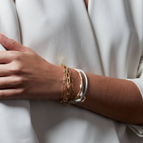 Leather Gold Lovelink Bracelet