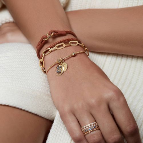 Leather Gold Lovelink Bracelet