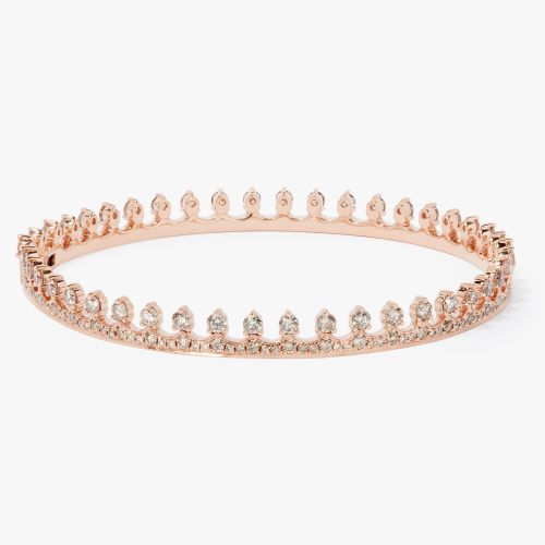 Crown 18ct Rose Gold Diamond Bangle