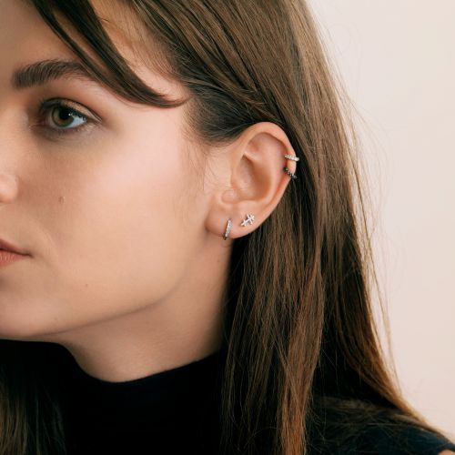 Dusty Diamond Hoop Earring