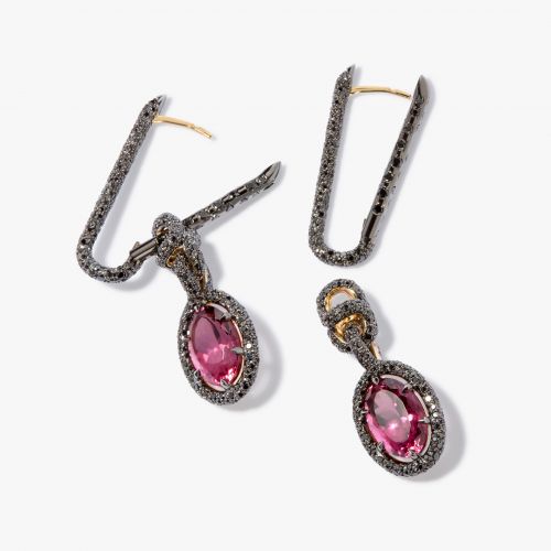 Knuckle Dust Tourmaline & Diamond Earrings 