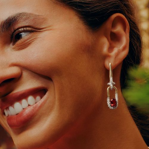 Knuckle Dust Garnet & Diamond Earrings