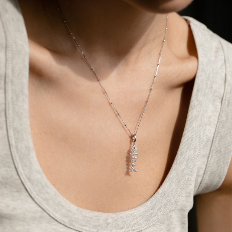 Fish Bones Charm Pendant