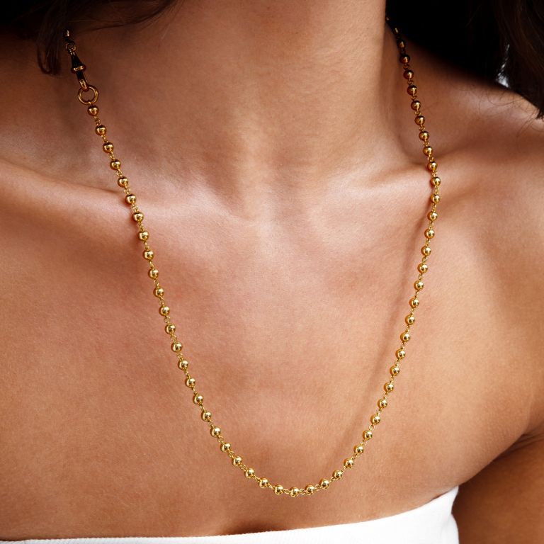 18ct Yellow Gold Lattice Ball Chain Necklace - Annoushka EU