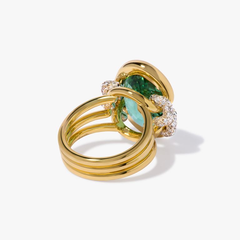 Knuckle Dust Green Tourmaline & Diamond Ring