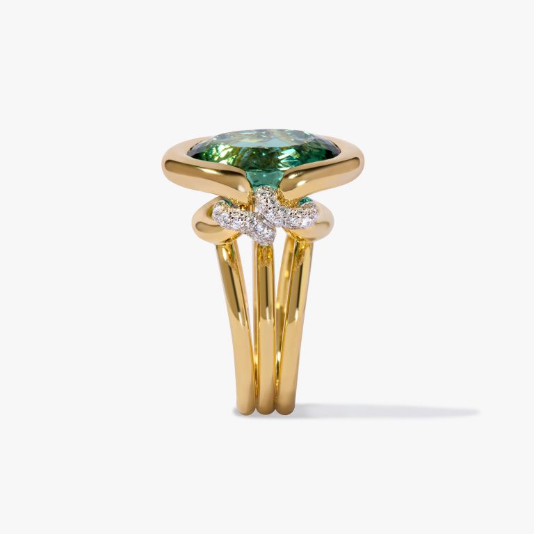 Knuckle Dust Green Tourmaline & Diamond Ring