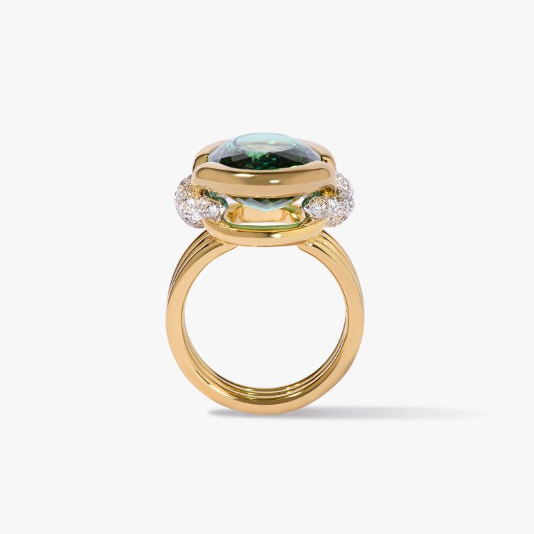 Knuckle Dust Green Tourmaline & Diamond Ring